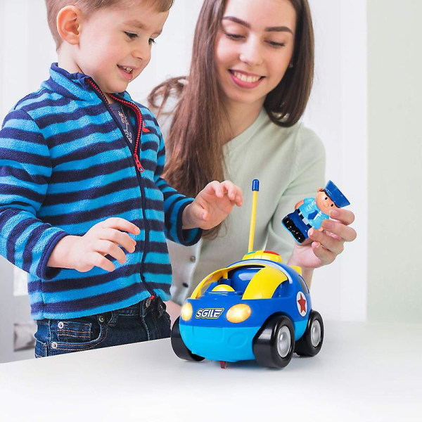 Fjärrstyrd bil för småbarn med ljud och ljus, födelsedagspresent för pojkar och flickor, slumpmässig färg Police car