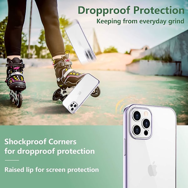 Kirkas suojakuori yhteensopiva iPhone 12 -kuoren/yhteensopiva iPhone 12 Pro -kuoren kanssa Metal Purple