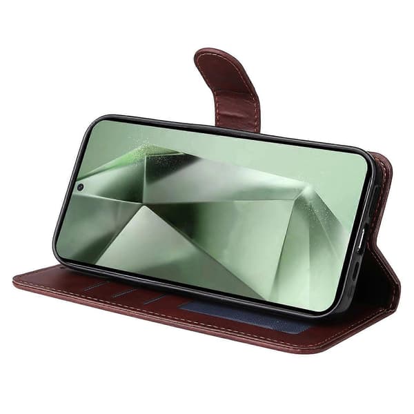 [LCS] För Samsung Galaxy S24 FE Plånboksfodral PU Läder Stativ Flip Telefonfodral Multicolor Brown