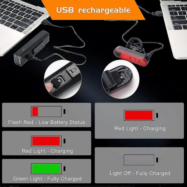 [LCS] Cykelljus Led-set | Cykelljus USB Uppladdningsbart Cykelljus Vattentätt