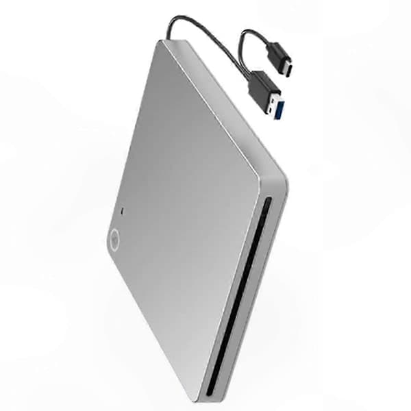 [LCS] Ekstern DVD-drev, USB 3.0 & Type-C, Slankt bærbart optisk drev til PC bærbar computer, Plug and Play, Slot-Loading CD/DVD-brænder og læser