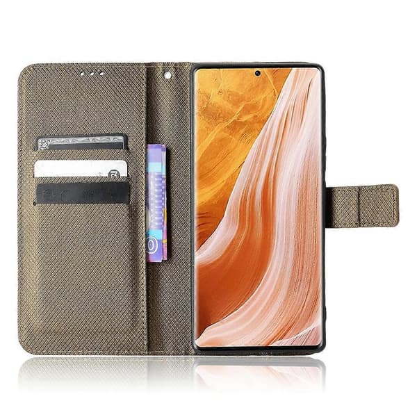 Til ZTE Axon 40 Pro Diamanttekstur Læder Telefon Cover Brown