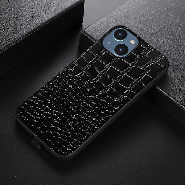 [LCS] Krokodille Toplag Ko Læder Etui til iPhone 14 Black