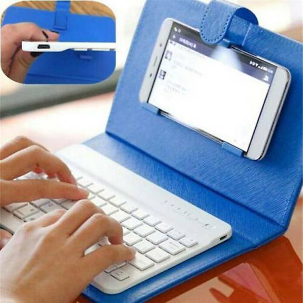 Mini Portabel Trådlöst Bluetooth Tangentbord Med Läderfodral För Smartphone Red