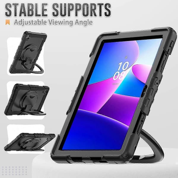 Til Tab 10.1 (2025) TB-311XU TB311FU Etui med Ring Kickstand PC + Silikone Stødsikkert Tablet Cover Sort