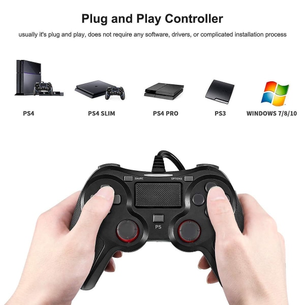 Dual Vibration Turbo Trigger Button Gamepad För Ps4 Med Kabel