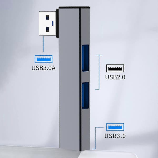 90 graders USB typ C Hub Dockningsstation 4-portars dataöverföringsexpander, snabb USB3.0 för PC bärbar dator grå Gray