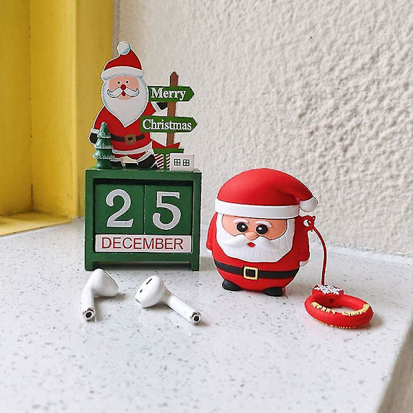 Tecknat Skyddande Stöttåligt Skalfodral för Airpods 1&2 (Jultomte & Julren)