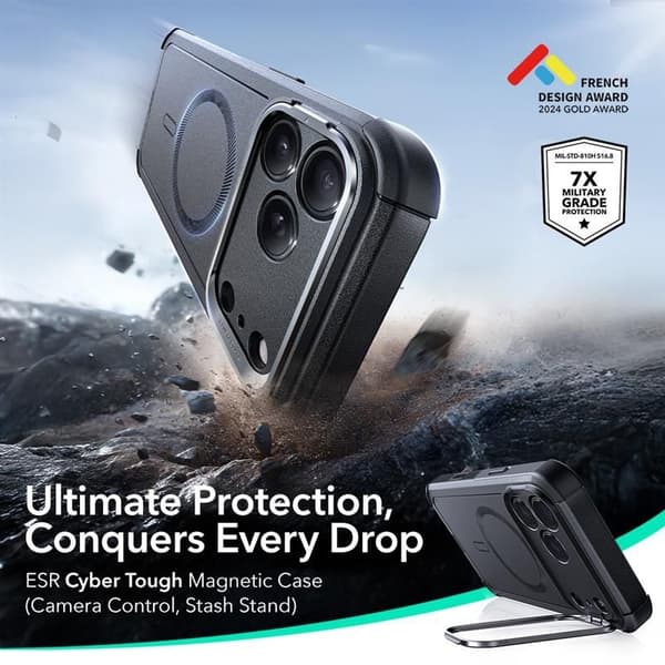 [LCS]ESR iPhone 17 Pro Max Cover MagSafe Cyber Kickstand Sort 100