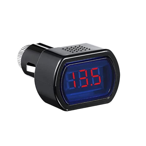 [LCS]Cigarettænder Voltmeter Bærbar LED Digital Display Volt Tester Elektrisk Spændingsmåler til Bil Køretøj Batterimonitor 8-30V Sort
