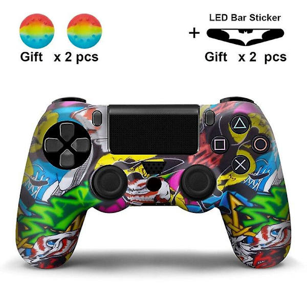 Silikongummifodral för Sony Playstation 4 PS4-kontroller, skyddsskal för PS4 Pro Slim gamepad-kontroller med tumgrepp Painting bird