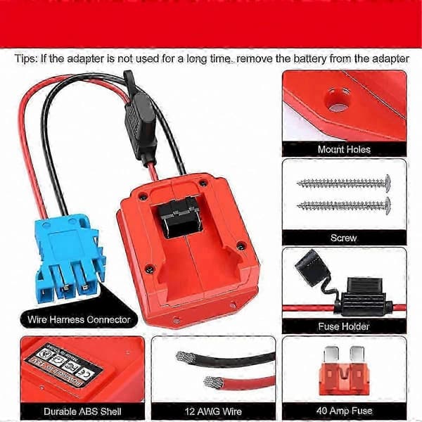Adapter til 18V M18 Batterioplader - Kompatibel med Power Wheels Elbiler