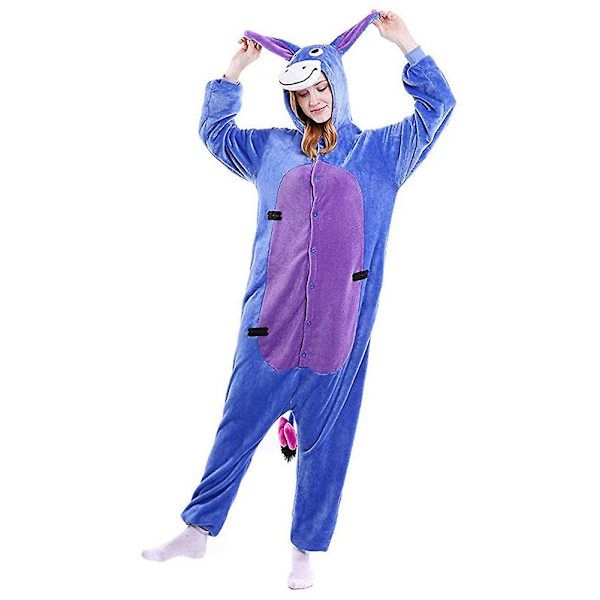 Reedca Totoro Vuxen Onesie Halloween Cosplay Kostymer Anime Pyjamas För Kvinnor Och Flickor, Knappstängning eeyore XL