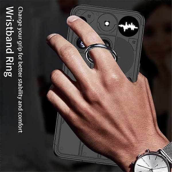 [LCS]GKK For Nothing Phone (3) 5G-deksel Hardt PC-beskyttelsesdeksel med håndleddsstropp og ringholder