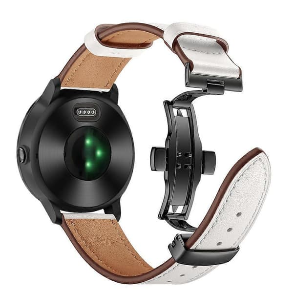 20 mm Top-lagdelt okselæder ægte læder urrem erstatning til Garmin Vivoactive 3 Vivom Multicolor Black+White