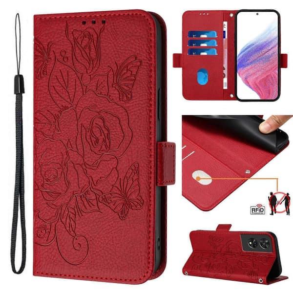 [LCS]RFID Läderfodral för TCL 505 Red