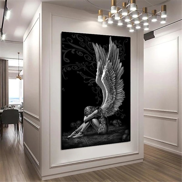 Sittvinkel Canvas Självhäftande målningar Väggkonstdekor Hem Väggprydnad 40*80cm Black Wihte