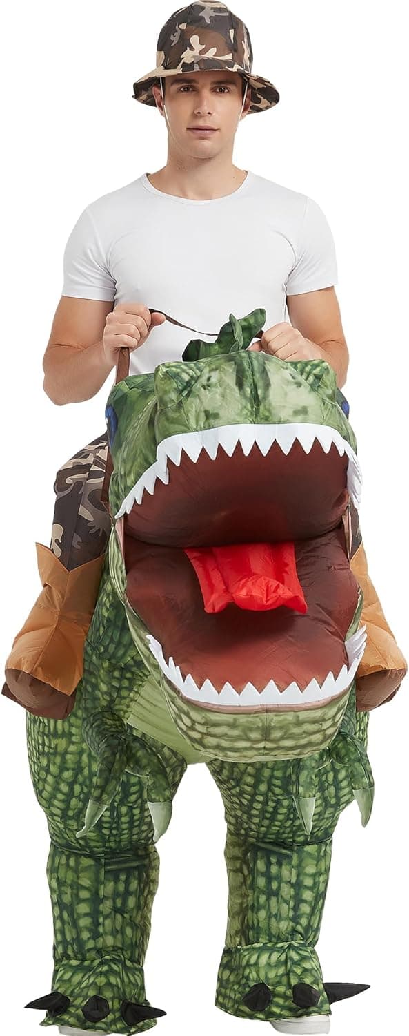 [LCS]Uppblåsbar kostym dinosaurieridande T Rex luftblåsning rolig fest