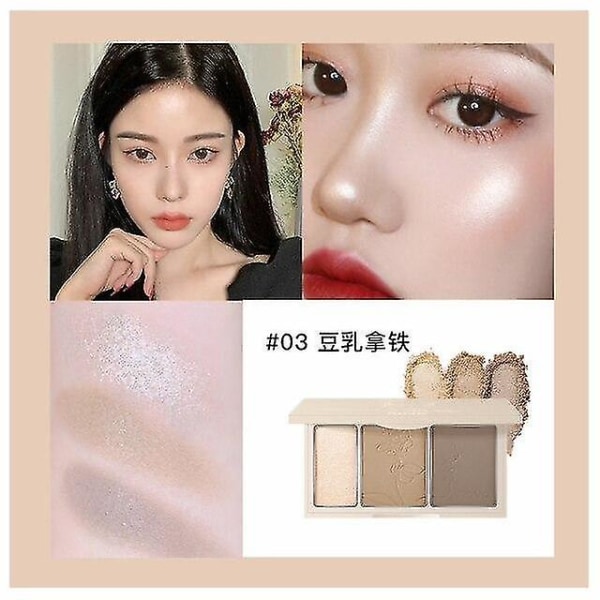 Face Contour Palette Skyggepudder Makeup 3 Farver Langtidsholdbar