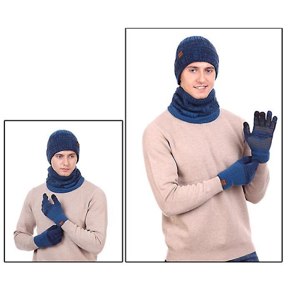 Vinterhue, Halstørklæde og Handskesæt blue1