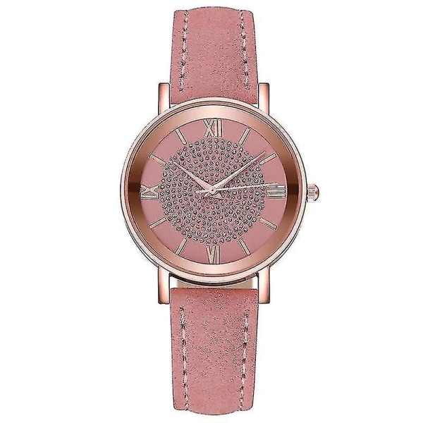 Stjärnklar Himmel Urtavla Mode Romerskt Index Strass Läder Dam Quartz Klocka White Color