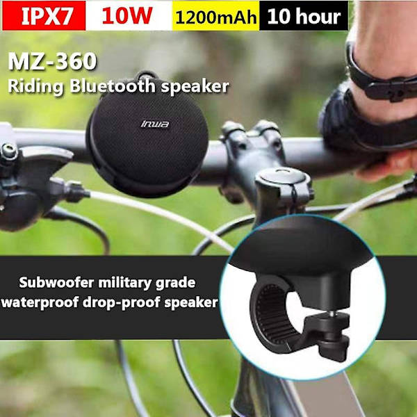 Svart bluetooth + cykelinstallation 3D stereo högtalare portabel utomhus handsfree vattentät mini