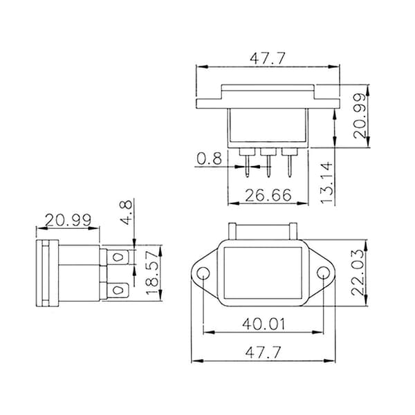 1 stk AC 250V 10A IEC320 C14 3-benet hanstrømstik A