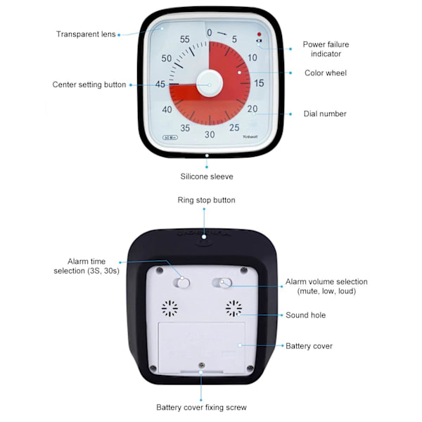 [LCS] Visual Timer 60min - Classroom School for Kids Svart black