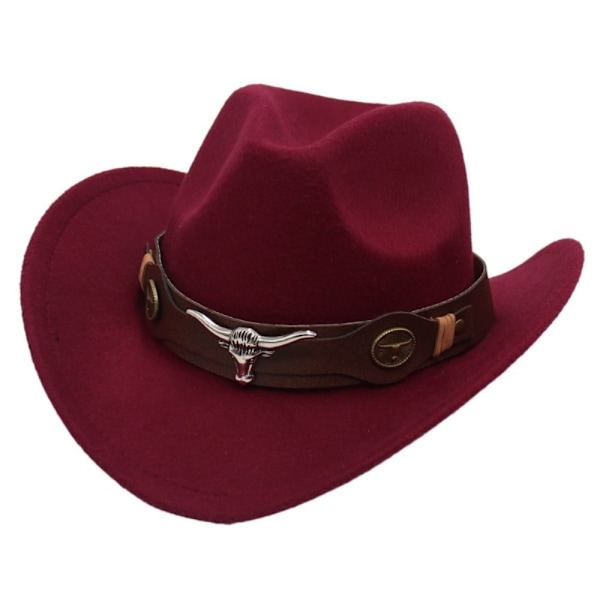 Filt Cowboyhat til Børn, Etnisk Stil Ko-hoved Tilbehør, Blød Jazz Fedora Hat med Koskindstrop, Krøllede Vinger, Cowboyhat 5 No, 5