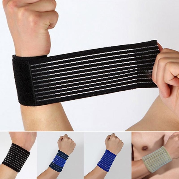 1 par högt elastiskt handledsbandage Handled Armbåge Armstöd Wrap Band Brace Bandage Support Blue