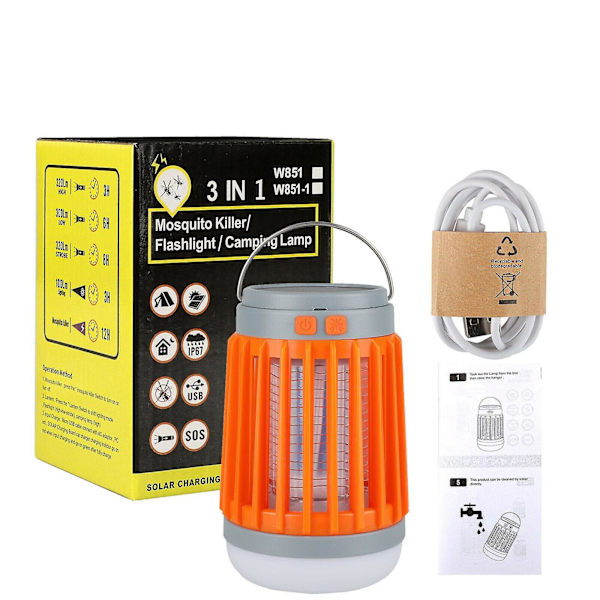 Solar USB Myggdreper Lys Elektronisk Flue Insekt Zapper Felle Skadedyr Lampe
