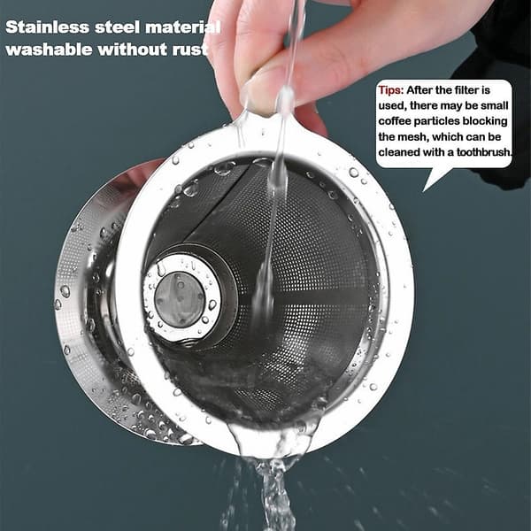 [LCS] Genanvendelig Dobbeltlags 304 Rustfrit Stål Kaffefilterholder Hæld Over Kaffedrypper Mesh Kaffe medium Base