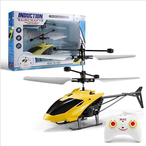 Mini RC Helikopter Infraröd Induktion Fjärrkontroll Inomhus Utomhus Leksak för Barn yellow