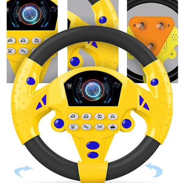 Styrningshjul leksak körsimulator Stereng Mainan Budak Stereng Kereta Mainan Kereta Pretend Driving engelsk version Yellow