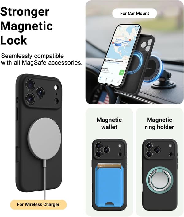 [LCS] Slankt Magsafe-kompatibelt deksel til iPhone 17 Pro Max - Støtsikkert Svart iPhone 17 Pro Max iPhone 17 Pro Max noir