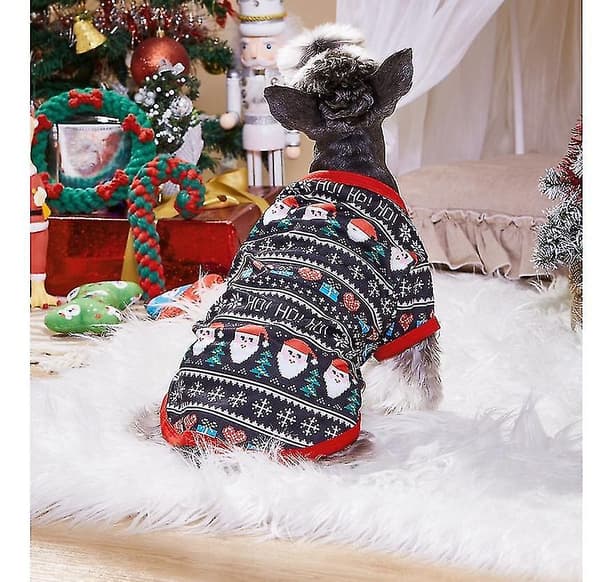 [LCS] Hund Kat Juleprintet Pull-over Kæledyrstøj Til Hvalp SANTA M