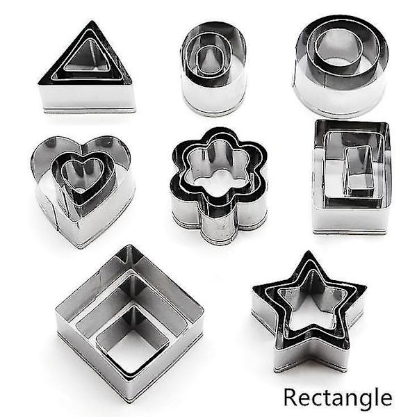 Mini Geometrisk Formet Kakekjeks Utstikkersett 24 Stk Bakeformer i Metall (Rektangel)
