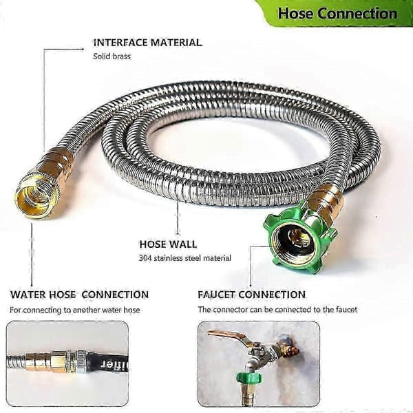 2025 WSYW 50FT Hageslange i rustfritt stål, fleksibel og lett