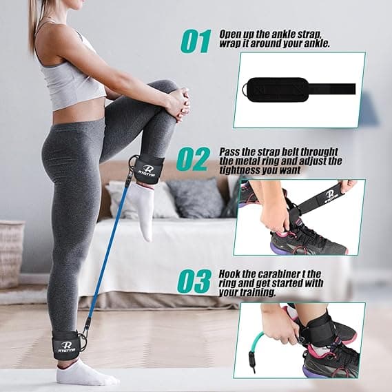 [LCS] Ankle Strap Set, Adjustable Ankle Strap, 27 kg, Three Different Resistance Bands