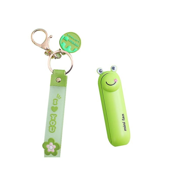 Ny stil handhållen fläkt nyckelring tecknad minifläkt med USB laddning green