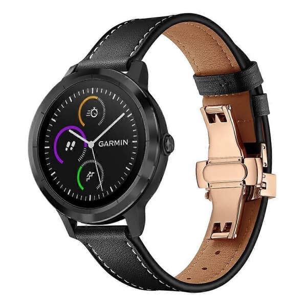 [LCS]20mm Top-layer koskind ægte læder urrem erstatning til Garmin Vivoactive 3 Vivom Multicolor Rose Gold+Black