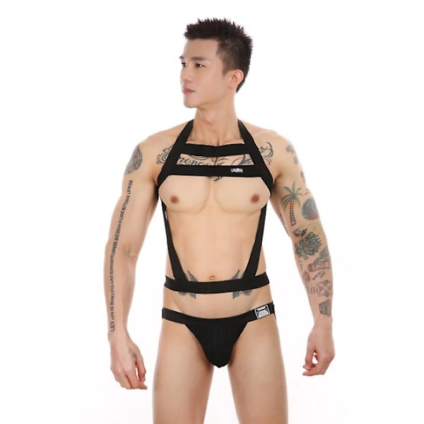 Herr Juldräkt Stringtrosa Shorts Hängslen Bodysuit Leotard Herrstring Present Red L