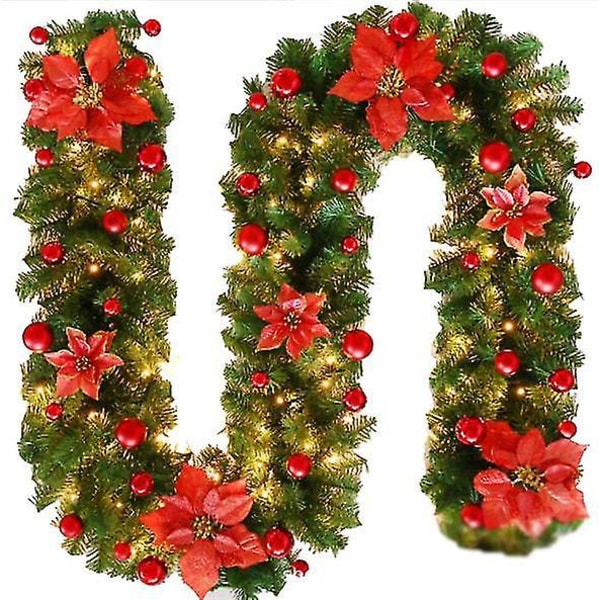 Juleguirlande med lys til julebryllupsfestdekoration Red with LED
