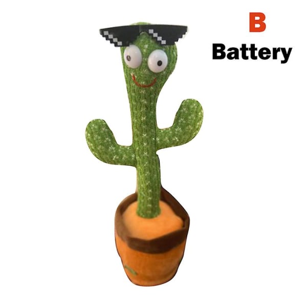 Kaktus skakar på huvudet Dansbil prydnad Batteridriven/ USB uppladdningsbar instrumentbräda Dekor leksakspresent Battery B
