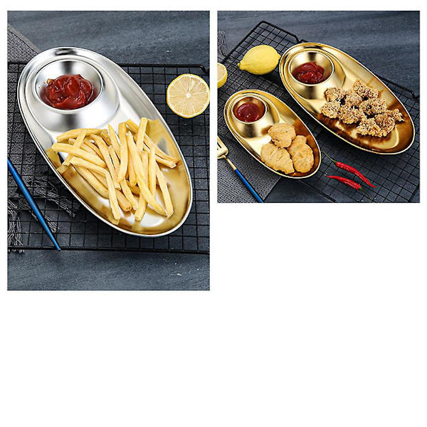 Rostfria Tallrikar Snackstallrik Dumplingstallrik Mat Fransk Fr silver 1