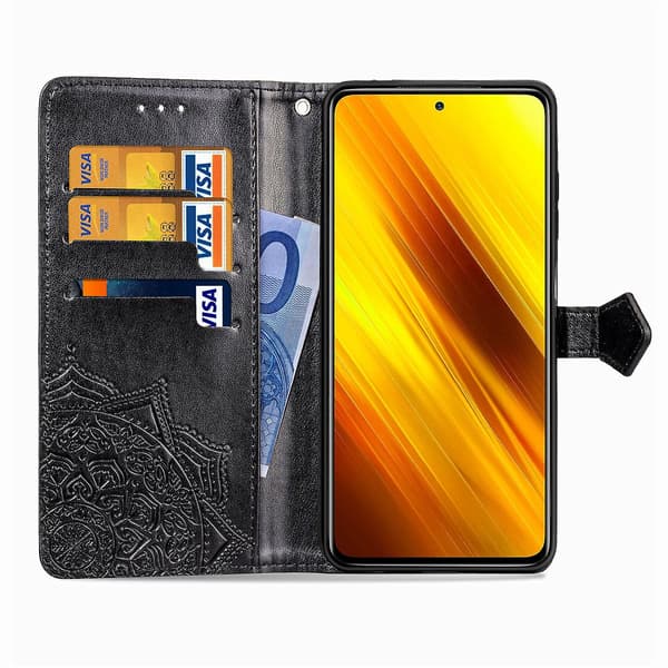 Mandala blomma präglat fodral för Xiaomi Poco X3 NFC Black