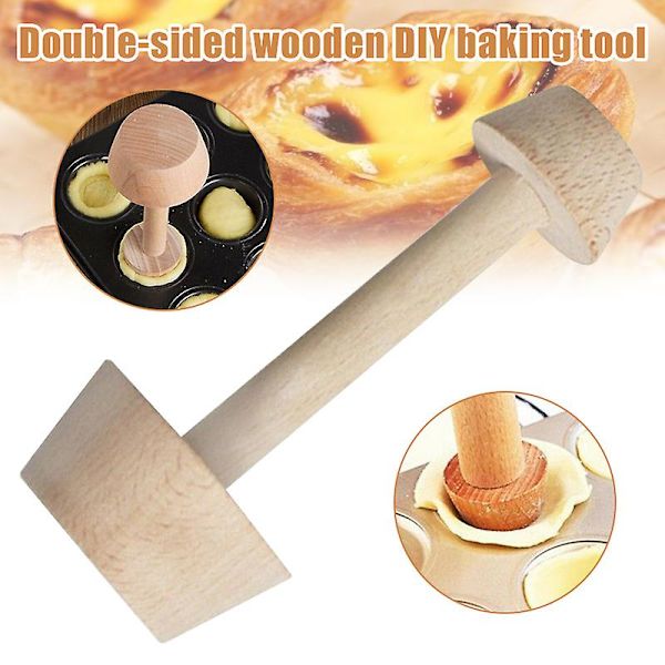 Eggekremkaker-tamper Dobbeltsidig Tre Bakverk Presser DIY Bakeforming Kjøkkenverktøy