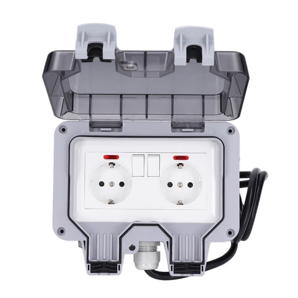 [LCS]Outdoor Double European Socket IP66 Waterproof Wall Socket 250V 16A