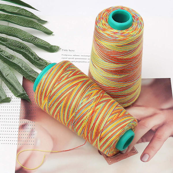 2 st Polyester Sytråd Regnbåge Overlocktråd Broderimaskin