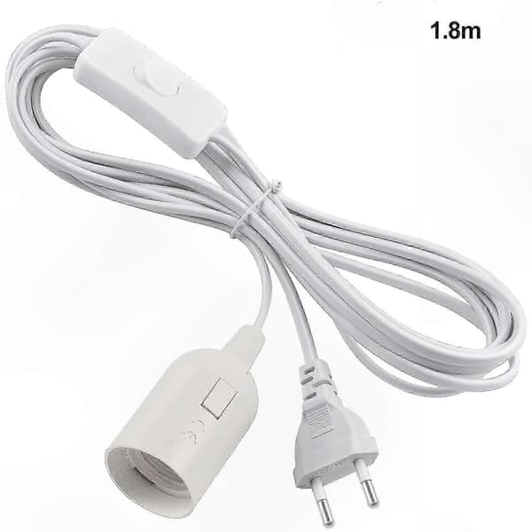 3-pak E27 lampeholder med afbryder og 1,8 m EU-stik strømkabler til LED pendellamper white 1PCS-White